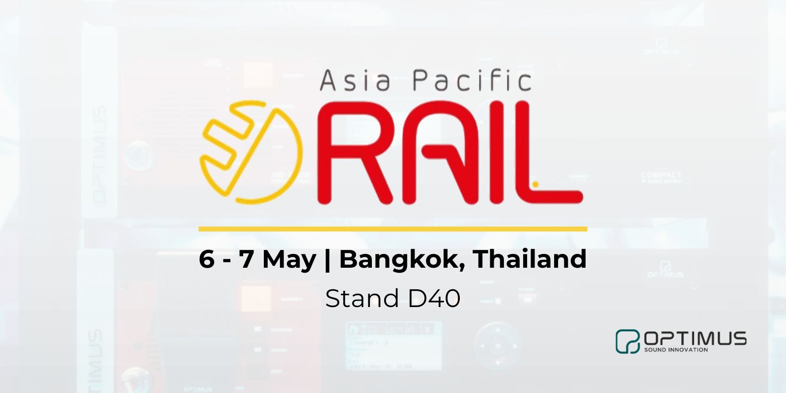 OPTIMUS a Asia Pacific Rail 2026 — Bangkok, 6-7 de maig